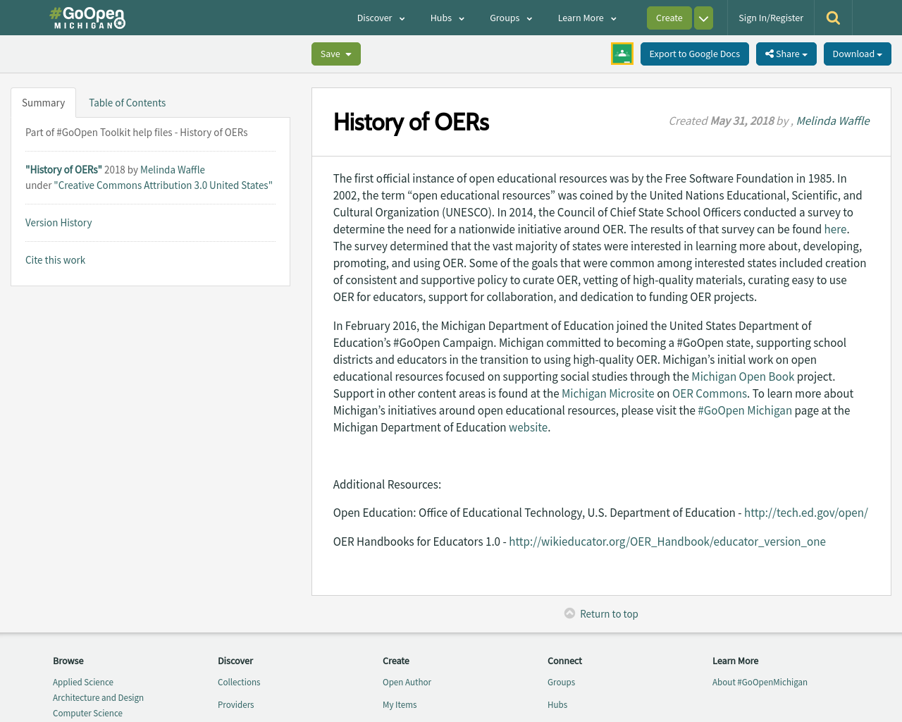 History Of Oers Goopenmichigan